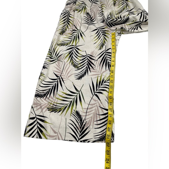 Ophelia Roe Linen Blend Pants Tropical Prints Wide Leg Crop Cream Size L - Picture 10 of 14